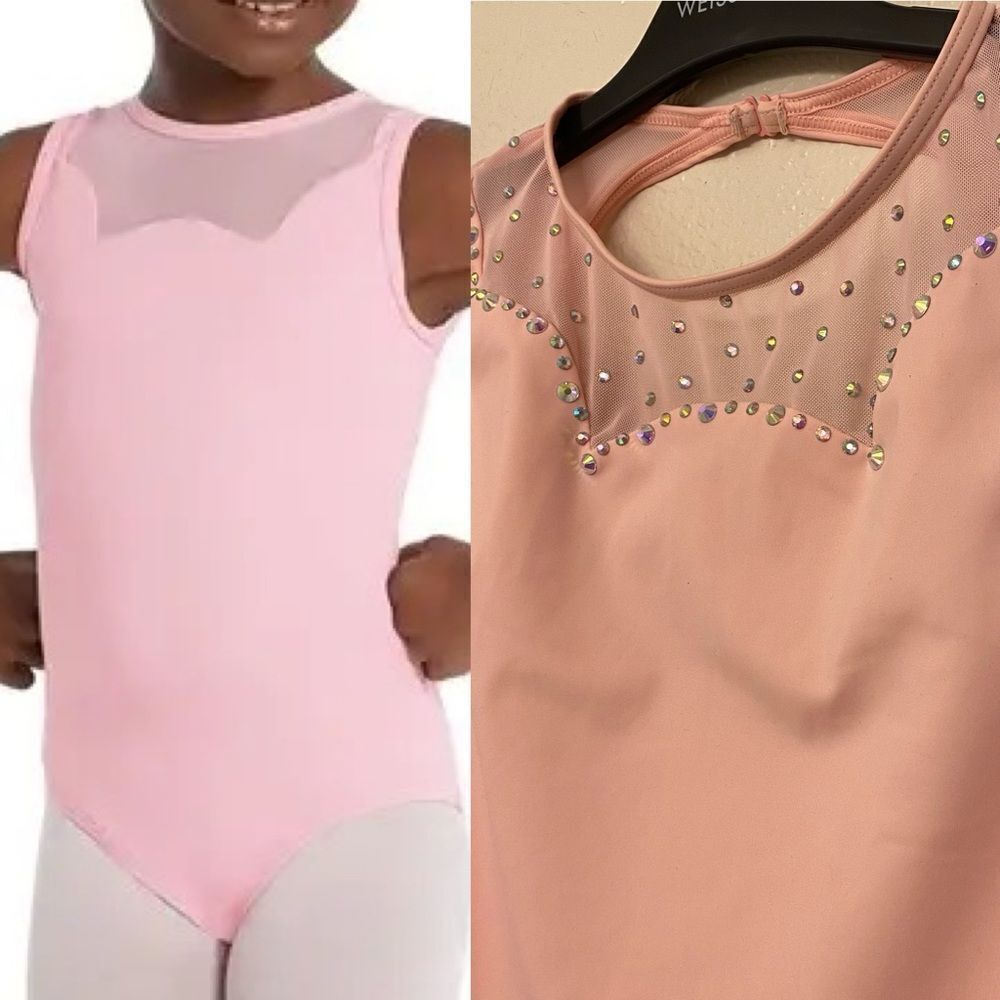 Weissman Balera Costume solo custom dance pink Scallop Neck Leotard MT11264 XLC